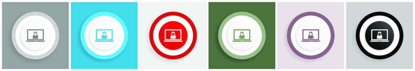 Aufkleber - Help icon, call service, support vector illustrations in 6 colors options for web design and mobile applications in eps 10