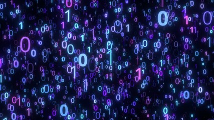 Wall Mural - falling numbers binary code data background