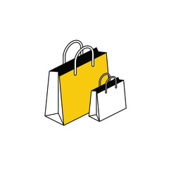 Poster - Shopping bags. Vector line, 3d stroke isometric, color web icon, new flat style. Creative illustration design, abstract idea for infographics.