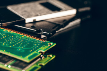 Poster - green circuit board of a computer close up