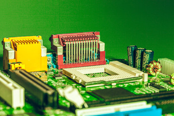 Poster - Close up of a electronic circuit board with processor