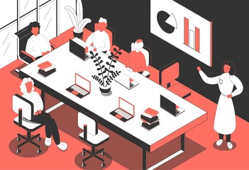 Wall Mural - Conference Room Isometric Composition