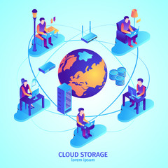 Poster - Cloud Storage Isometric Composition