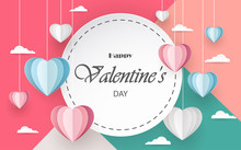 Valentine's Day Background In Paper Style