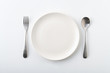 Empty plate spoon and fork