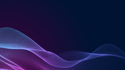 Poster - dot blue purple wave line light gradient dark background. abstract technology big data digital backg