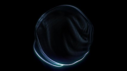 Poster - Sci-fi neon glowing sphere with grainy dispersion effect. Abstract background. Motion design template. 3d loop animation. Dynamic composition. 4K UHD