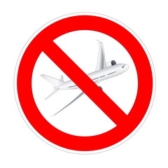 Wall Mural - No airplane, plane, aircraft forbidden sign, red prohibition symbol