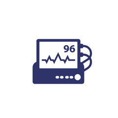 Sticker - ecg, heart rate monitor vector icon on white