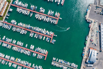 Wall Mural - Aerial view of the seaport near the town of Campello. Spain