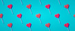 Flat lay heart shape lollipop on stick pattern Valentine day background. 3d rendering.