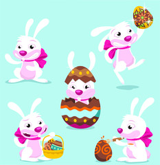 Wall Mural - easter bunny cartoon set