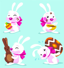 Wall Mural - easter bunny cartoon set