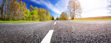 Road Panorama Background On Sunny Spring Day