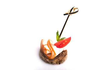 Wall Mural -  cheese canapes on a white background