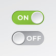 On and Off Toggle Switch Buttons with Lettering Modern Devices User Interface Mockup or Template - Green and Grey on White Background - Gradient Graphic Design