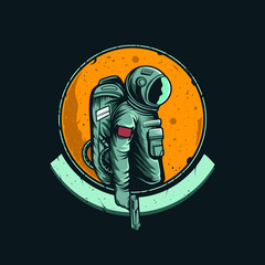Wall Mural - astronaut with the gun on the hand vector illustration