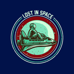 Wall Mural - astronaut riding a space ship vector illustration