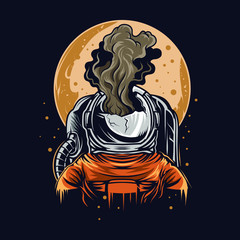 Wall Mural - astronaut broken helmet pop a smoke vector illustration