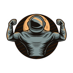 Wall Mural - muscular astronaut vector illustration