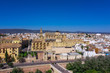 Aerial view of the old city of Cordoba and Romano Bridge. Spain