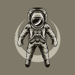 astronaut with moon on light background