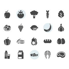 Sticker - Fruits related icon and symbol set in glyph design