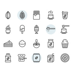 Sticker - Cocoa icon and symbol set in outline design