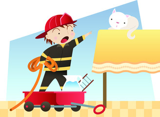 Wall Mural - fireman boy