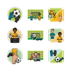 Wall Mural - bundle of soccer sport icons