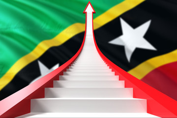 Wall Mural - Saint Kitts And Nevis success concept. Graphic shaped staircase showing positive financial growth. Business theme.