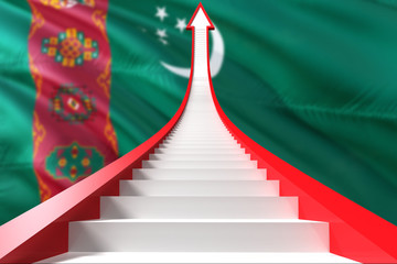 Wall Mural - Turkmenistan success concept. Graphic shaped staircase showing positive financial growth. Business theme.