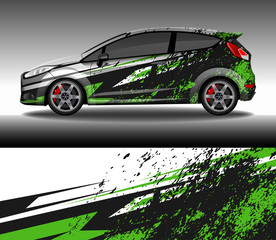 Poster - Car wrap decal livery design vector, rally race car vehicle sticker and tinting.