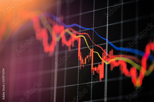 Fotomural Stock crash market exchange loss trading graph analysis investment indicator bus