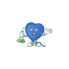 Sticker - Smart blue love balloon cartoon character holding glass tube