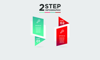 2 step infographic element. Business concept with twooptions and number, steps or processes. data visualization. Vector illustration.