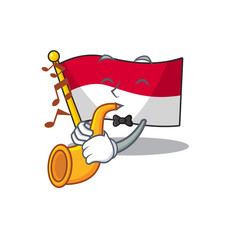 Poster - Flag monaco Scroll cartoon character design performance with trumpet