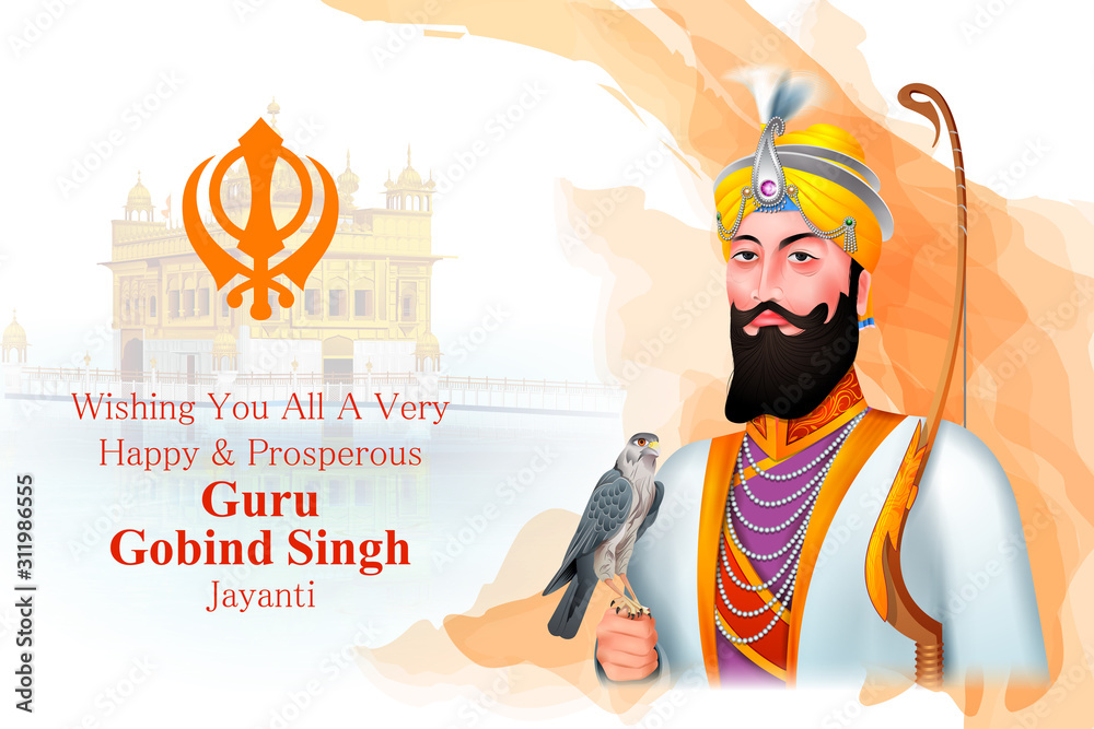 easy to edit vector illustration of Happy Guru Gobind Singh Jayanti ...