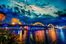 View Of Dragon Bridge Which Is A Very Famous Destination Of Da Nang City, Vietnam.