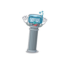 Poster - cartoon Mascot featuring flashlight Scroll wearing Diving glasses