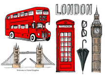 Vector Hand Drawn Illustration With London Symbols
