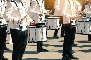 The children's musical ensemble of drummers