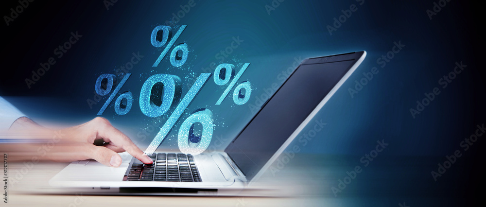 percent sign percentage icon interest rate - obrazy, fototapety, plakaty 