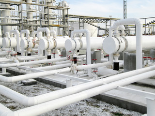 Wall Mural - Heat exchangers in a refinery