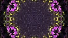 Blue Purple Violet Yellow Black Night Beautiful 2d Abstract Ethnic Mandala Background Kaleidoscope Effect. Footage Video Graphic Fractal Illusion Graphic Motion Pattern Yoga Dj Party Music Show Screen