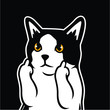 Cute Black And White Cat Kitten Being Upset - Vector