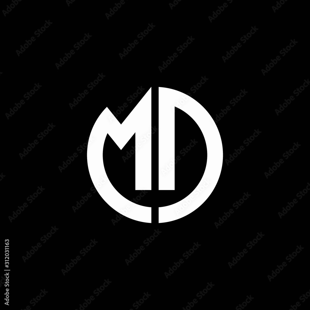 MD monogram logo circle ribbon style design template Stock Vector ...