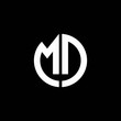 MD monogram logo circle ribbon style design template