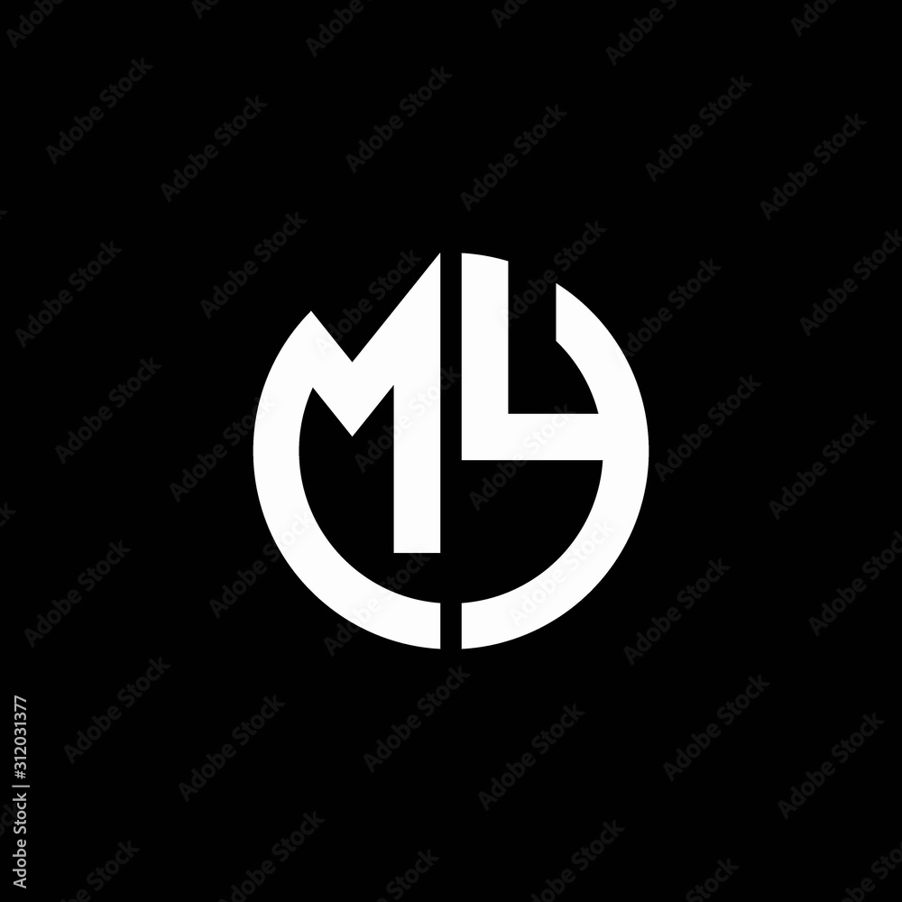MY monogram logo circle ribbon style design template Stock Vector ...