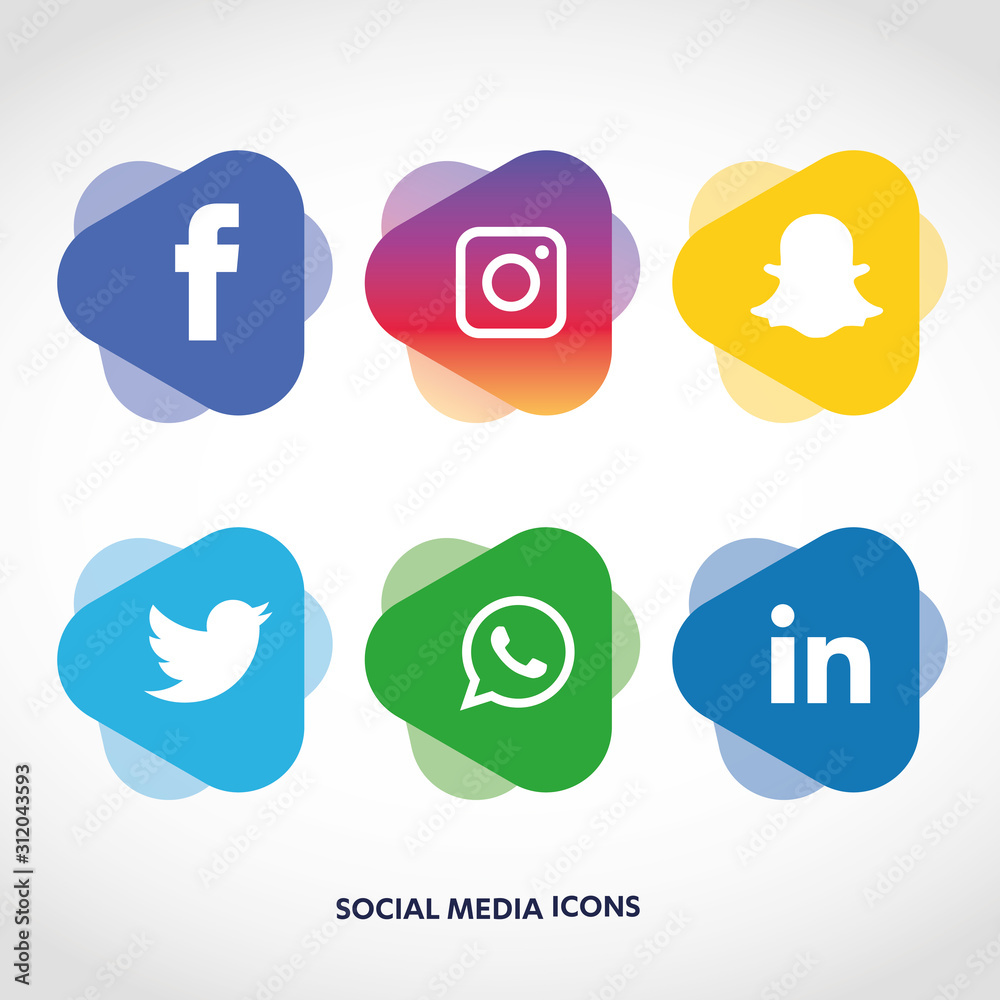 Social media flat icons logo, network. Abstract background star smiley face  sale. Share, Like, Comment, Vector illustration Twitter, YouTube, WhatsApp,  Snapchat, Facebook, instagram Stock Vector | Adobe Stock, image size:1000x1000